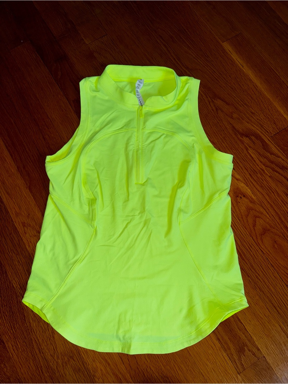 LULULEMON Neon Yellow Sleeveless Zip Mock Neck Top